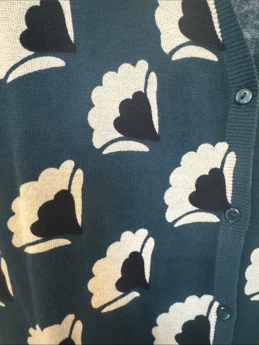 LOFT Teal Floral-Print Button Cardigan - Picture 7 of 8